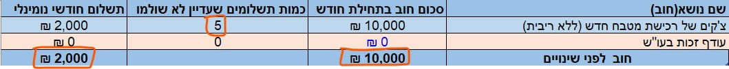 סגירת חובות טבלה11